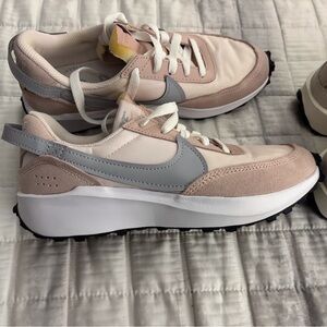 Nike Women's pink Blush Gray waffle Sneakers and tan and gold waffle sneakers